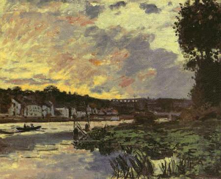 Claude Monet Seine at Bougival in the Evening China oil painting art